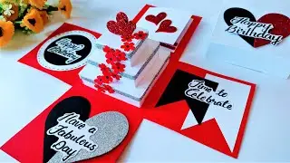 Handmade Cake Explosion Box for Birthday | Beautiful Explosion Box Idea Using Chart Paper | Tutorial