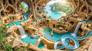 300 Days Building Clay Living Space for 1000+ People with Modern Carved Design Using Primitive Tool