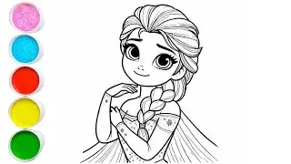 Cute Elsa Frozen Drawing for kids, Painting & Coloring for kids, Toddlers | Let's Draw Together