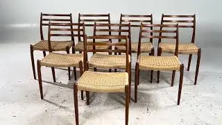 Niels Moller Model 78 Mid Century Danish Teak and Rope Dining Chairs - Set of 8