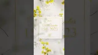 Wedding Invitation (Flower, Golden Text with Photo, 26 sec, Portrait)