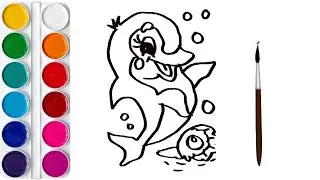 Animal Simple Drawing| Drawing Slow Motion|Sketch Drawing| Jumping Whale Drawing Out Of Water