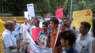 Secretary of LRS addressing the protest against Odisha Govt. Anti-people Policy