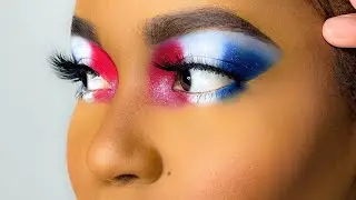 FUN RED,WHITE, & BLUE EYESHADOW | USED NORVINA VOL 1 PALETTE | BEAUTY BY THE LADY