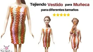 ✔ Ropas de Muñecas a Palitos Dos Agujas 🌈 Vestido Corto de Barbie para Todos los tamaños