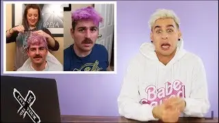 HAIRDRESSER REACTS TO JENNA MARBLES CUTTING AND COLORING JULIENS HAIR! |bradmondo