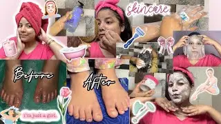 PAMPER ROUTINE 🫧🧖🏻&zwj;♀️🛁💗🎀( haircare, skincare, body exfoliation + more) #pamperroutine