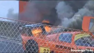 Zolder Superleague 2010 crash car fire accident Dunlop open Derdaele Ultima