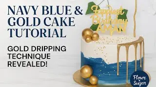 Navy Blue aur Gold Drip Cake | Asaan aur Khubsurat Cake Design Tutorial