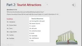 IELTS listening actual Part 2: Tourist attractions (answer+ transcript)