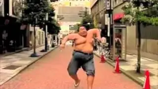 Sumo Wresler running in Ultra-slow motion