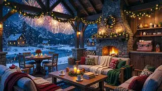 Riverside Night Jazz in Winter | Warm Fireplace Café with Smooth Jazz Piano for Tranquility