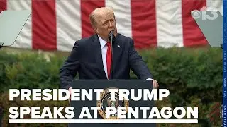 President Donald Trump speaks at the Pentagon