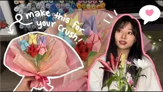 easy last minute valentine's day gift idea ˚˖𓍢🌷✧˚.🎀⋆ origami tulip bouquet tutorial for beginners