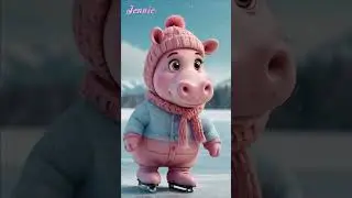 Jenny The Hippo Skating 2 #PinkHippo #WinterSkating #CuteHippo #SkatingFun #FamilyFriendly