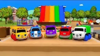 Rainbow Slide Race 🌈 | Cute Cartoon Cars | Kids Funny Animation