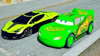 Lightning McQueen Green Edition vs Lamborghini Scorpion Concept - Drag Race 10 KM