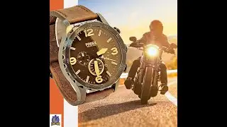 Fossil Nate JR1487 🛵 Chronograph Armbanduhr Herren ⌚ Neue Batterie 🔋