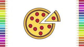 HOW TO DRAW A PIZZA. COLORING AND PAINTING. STEP BY STEP DRAWING