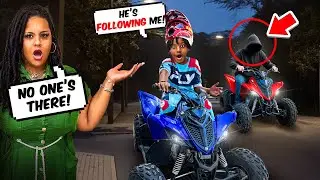 our stalker followed kenny while riding his four-wheeler