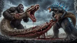 King Kong Battles Hundreds of Giant Titanoboas to Save Godzilla