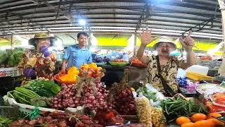 Outdoor food market, Go Cong, Tien Giang province, Vietnam.