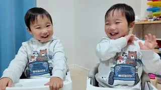 ママがいなかった日を振り返るパパと双子の晩ごはん【2歳3ヶ月】