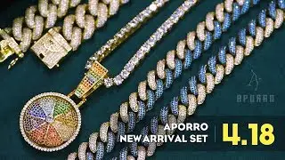 Aporro New Multicolors cuban link chain and spinning rainbow lemon pendant for Spring 2019