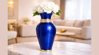 DIY Luxury Blue Vase | From Cardboard to Elegant Home Decor