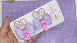 Cute Heart Shaker Bow Hair Clips for Girls | Handmade Kids Hair Accessories | Easy DIY Style #craft 
