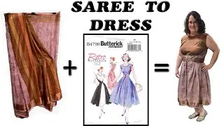 Turning Old Saree Into Wrap Dress w/ Butterick B4790 - Walkaway Dress Challenge @StephanieCanada