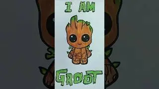 I am GROOT 🌱 | easy drawing🔥 | how to draw | #shorts #drawing #marvel
