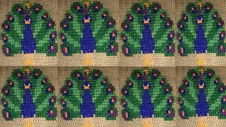 Ason Design.Cross Stitch Peacock Woolen Hand Stitch Ason Selai/Sitting Mat/Rug/Jute Bag patterns