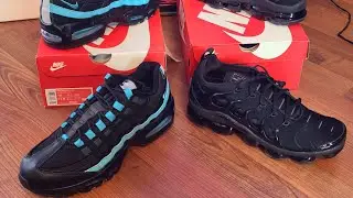 Кроссовки Nike Air Max 95 OG Big Bubble Baltic Blue 'Versus' VaporMax Plus Triple Black #кроссовки