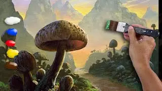 How to Paint Mushroom Forest in Acrylics / Speed Painting / JMLisondra