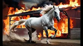 White Horse Running from Fire | AI Generated Video
