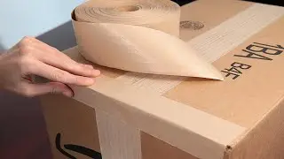Эко крафт скотч | Бумажная активируемая водой лента | Скотч армированный | Упаковка коробок скотчем