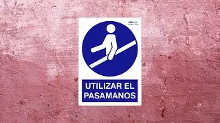 Cartel utilizar el pasamanos ISO 7010