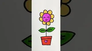 Easy flower pot drawing  #shortsfeed #flowers