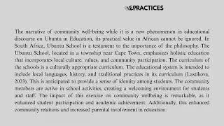 RETHINKING COMMUNITY WELL-BEING IN POSTCOLONIAL AFRICA IN THE CONTEXT OF UBUNTU