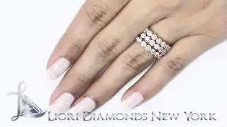 SRS-008 - 1.26 Ct. Tri Color Stackable Ring Set Micro Pave Wedding Band 14k Gold