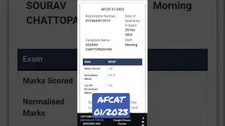afcat 01/2023 score card 🥺 #shorts #ytshorts #viral #trending #scorecard #result #afcat