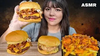 ASMR COMIDA - HAMBÚRGUER ARTESANAL COM BATATA FRITA, CHEDDAR E BACON (MUKBANG BRASIL) EATING SOUNDS