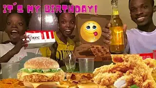 MY BIRTHDAY MUKBANG 🎉🎂 🥳 || JAMAICAN KFC, PIZZA, BURGER, PASTA 🍟 🍗 🍔