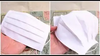 プリーツマスクの作り方　男性用大きめサイズ　簡単布マスク作り方　How to make a mask　Fabric Face Mask　ノーズワイヤー付き　抗ウイルス加工生地使用