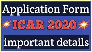 ICAR registration/application form 2020 complete details ; 👍👍