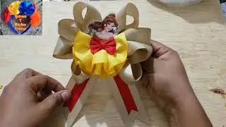 🔴Moño 👑PRINCESA👑// listón de 4cm// Super facil🤗