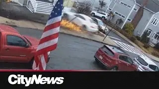 Home security captures high-speed car crash, ejecting driver