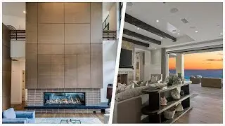 75 Living Space With A Two-sided Fireplace And A Ribbon Fireplace Design Ideas You'll Love 🏡