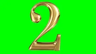 Zoom in gold number Two 2 green screen copyright free